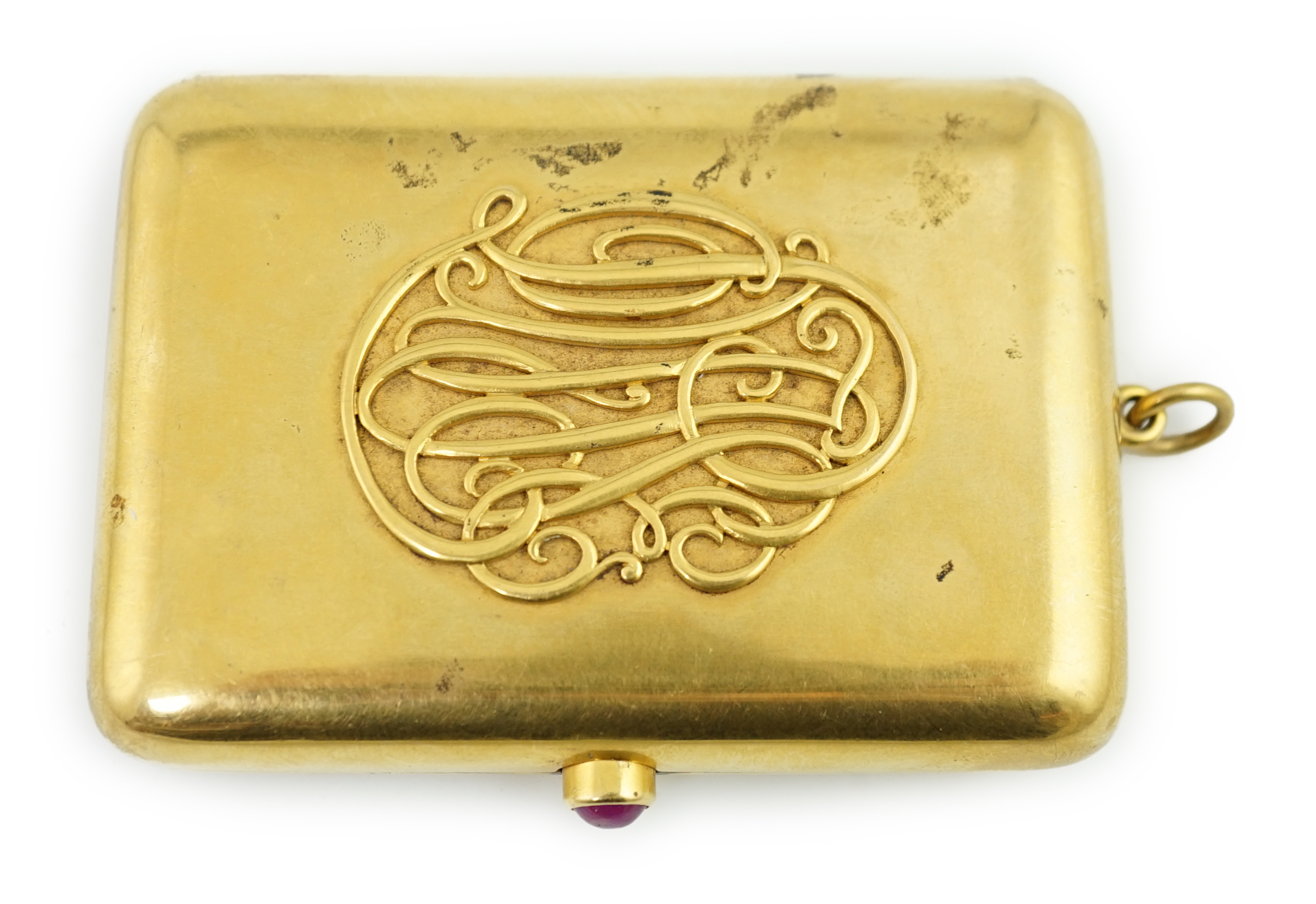 An early to mid 20th century continental 18k gold combination purse and compact